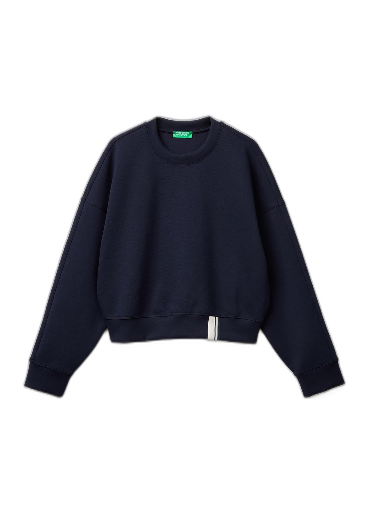 Benetton Felpa con Cappuccio Donna Blu Boxy Ricamo