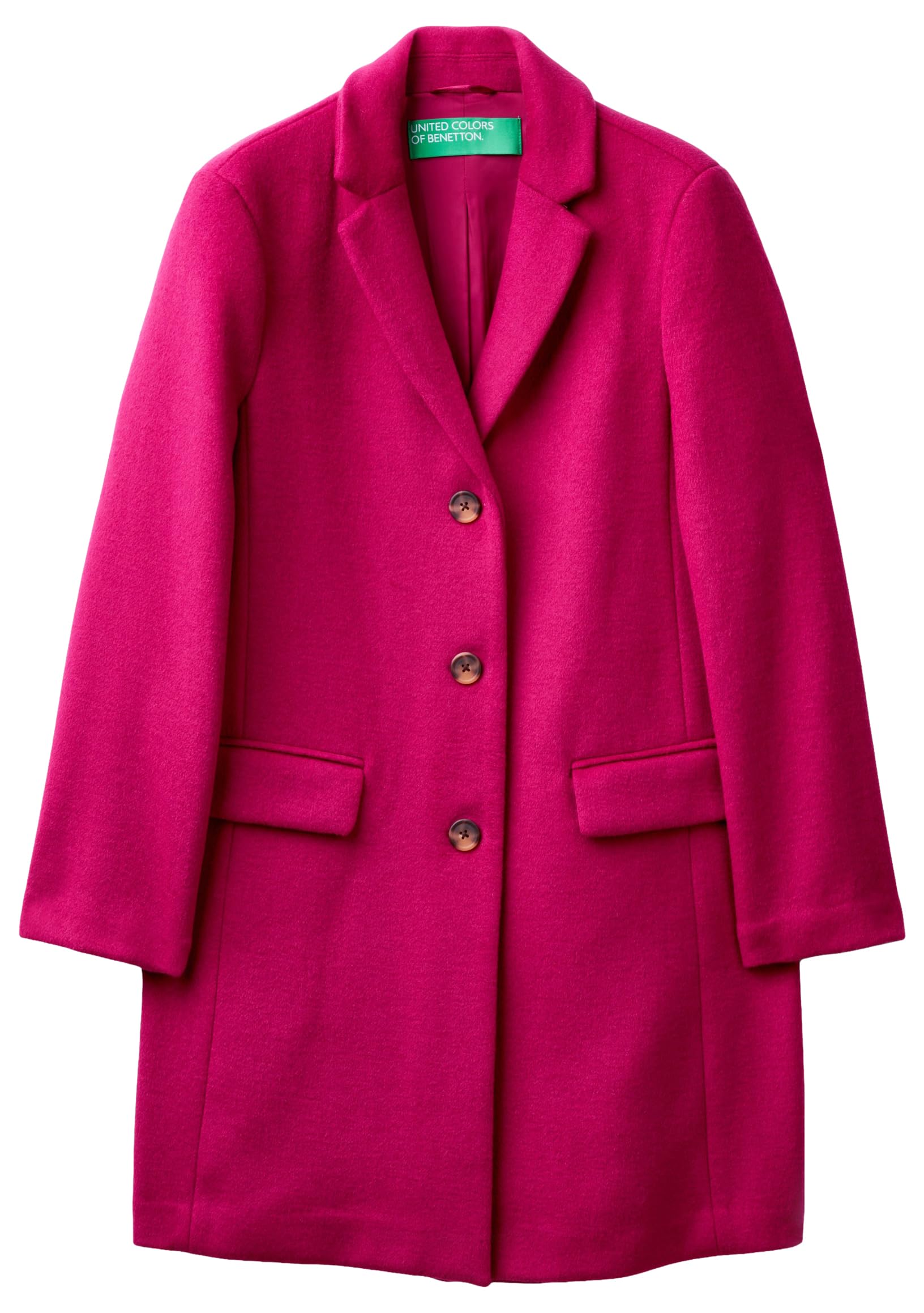 Benetton 2u62dn062 cappotto donna viola 36 panno lana