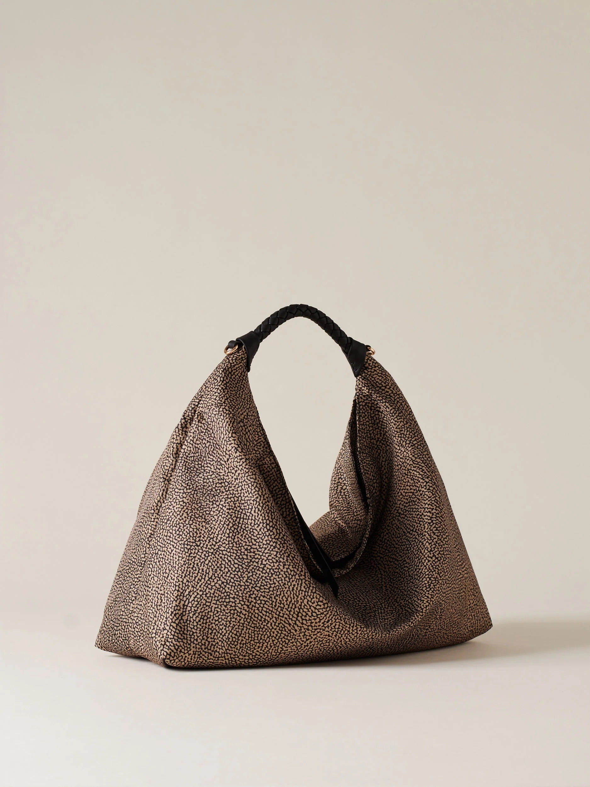 Borbonese Plié Medium 91010206 borsa hobo naturale nero