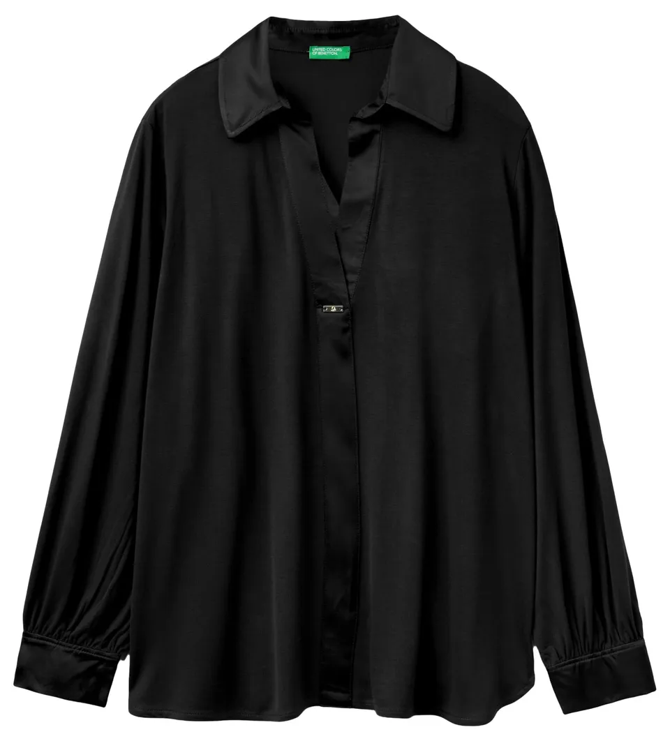 Benetton Parte Superiore Pigiama Donna Maglia Modal Seta