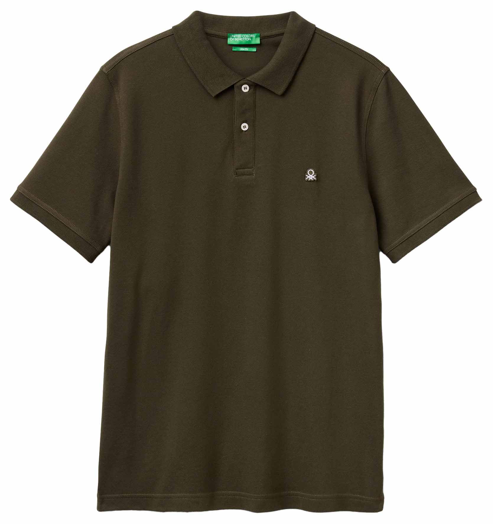 Benetton Polo M/M Maglia Polo Slim Patch Logo Cuore