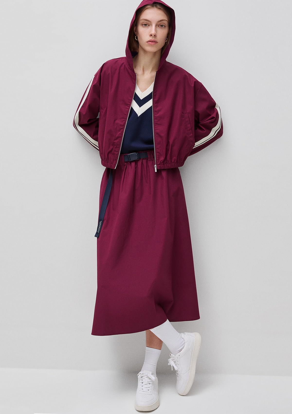 Benetton Giubbino Donna Marrone in Tela di Cotone con Cappuccio