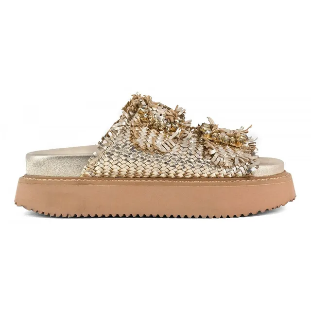 Coral Blue CB.K225 02 Sandalo Donna Gioiello Gold platform