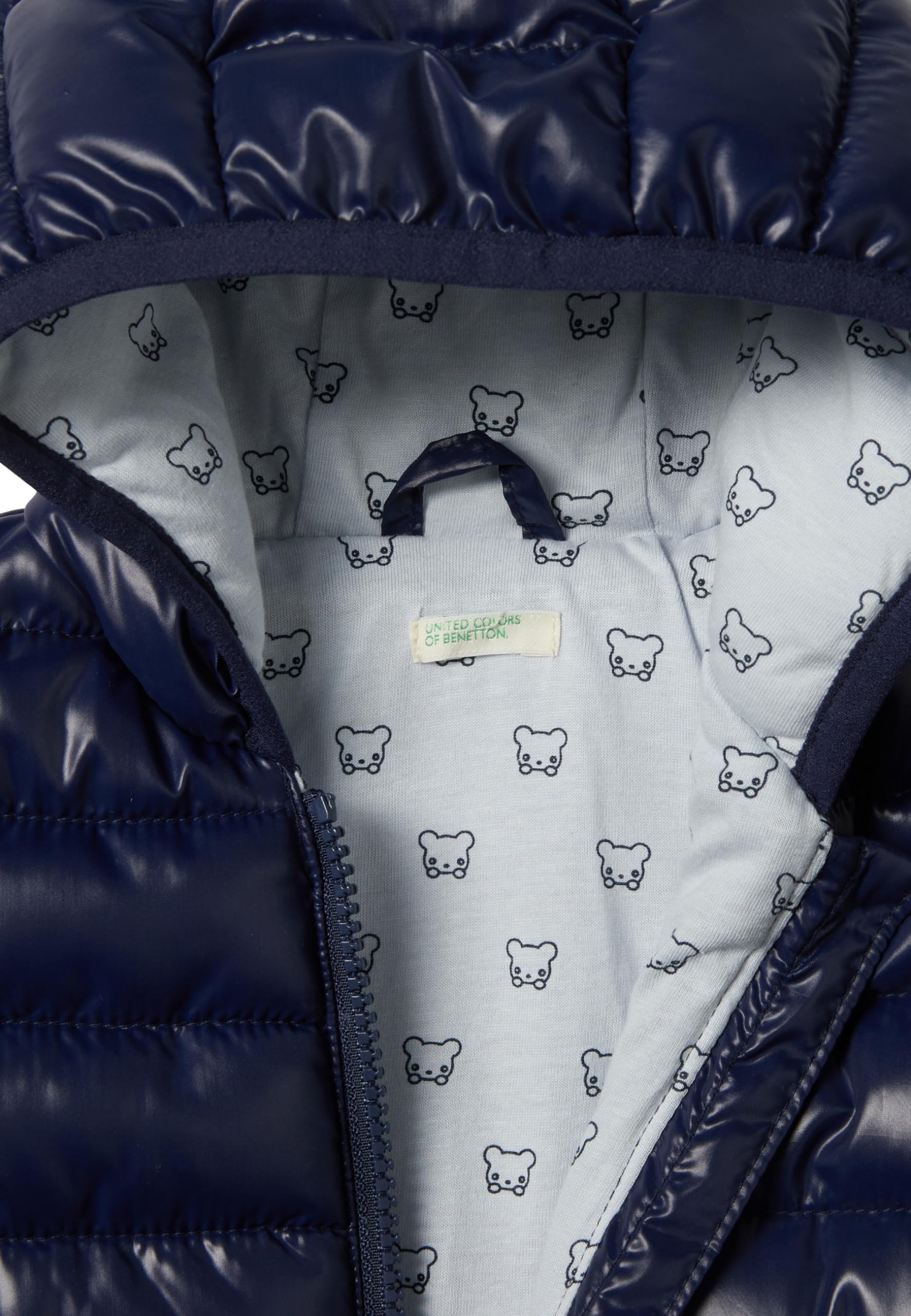 Benetton Giacca bimbi blu notte 56 con cappuccio orecchie
