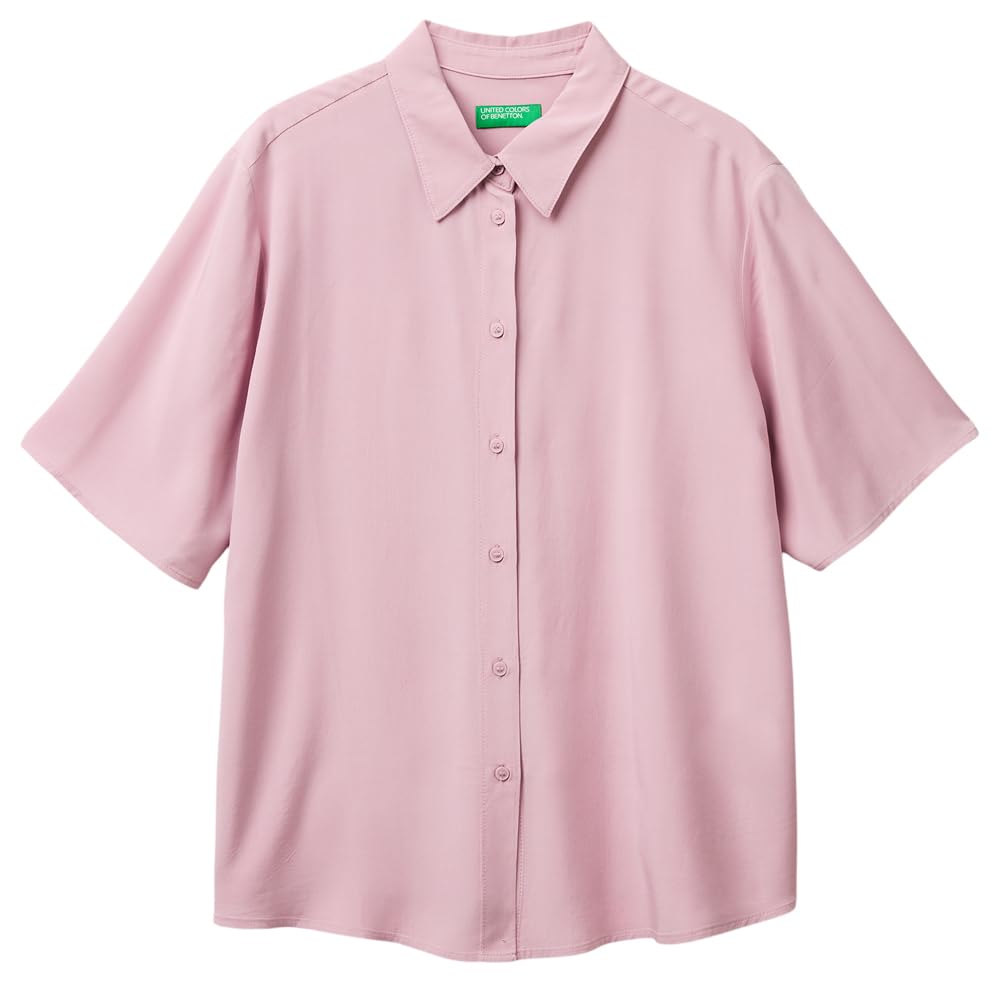 Benetton 5WPWDQ0B1 Camicia Viola Viscosa Regular