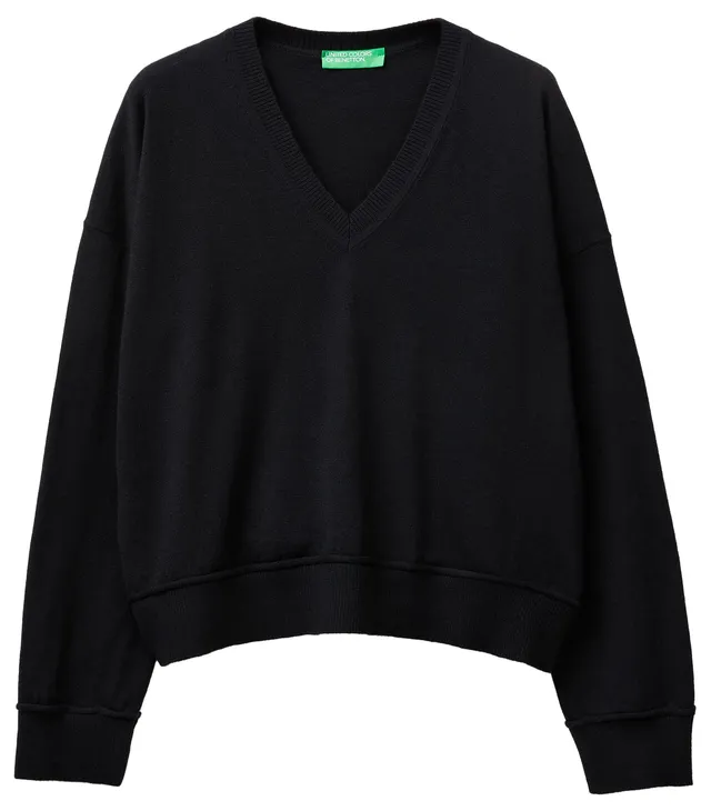 Benetton Maglieria 1y6sd403o maglia scollo V nera XXS