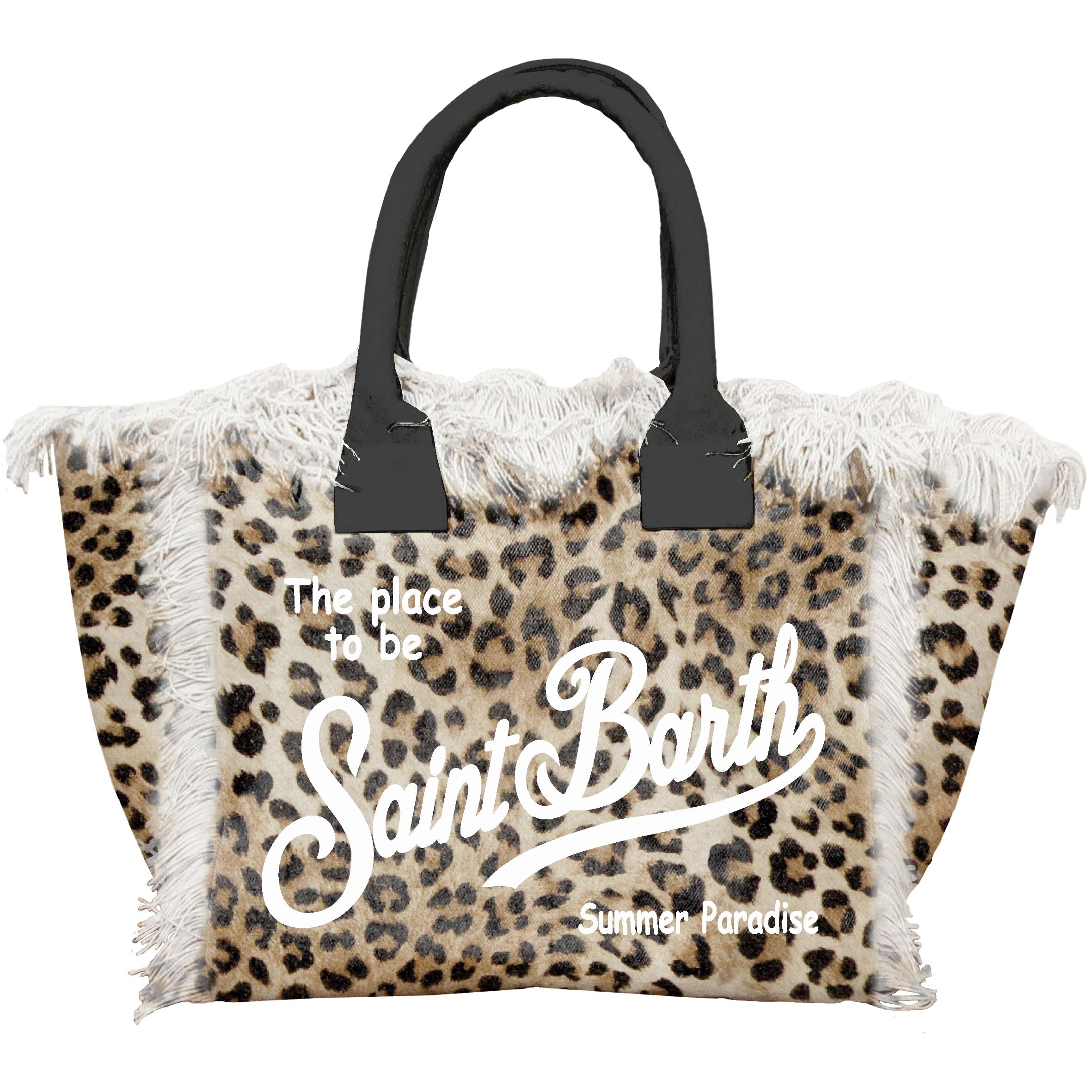 MC2 Saint Barth Vanity 00427L Borsa Canvas Leopard Sand Nero
