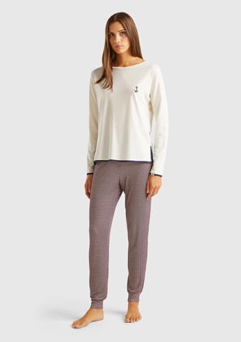 Benetton 3y5e3m063 Maglia Pigiama Donna L Bianca Cotone