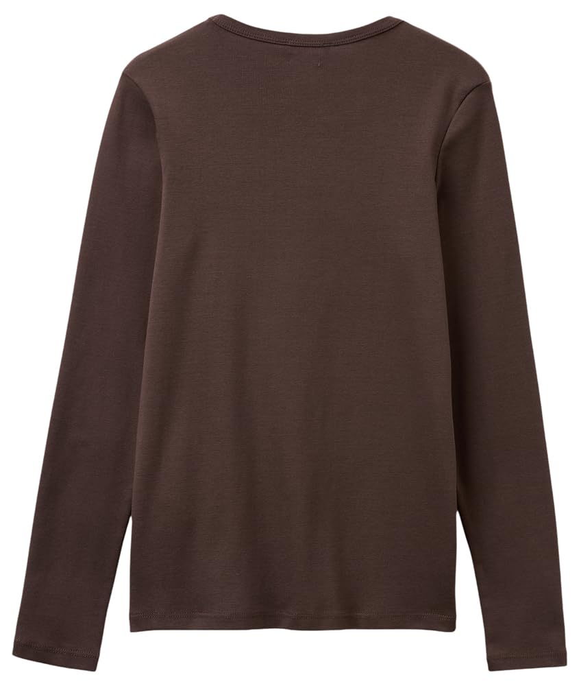 Benetton T-shirt Costina Manica Lunga Donna Marrone Glitter