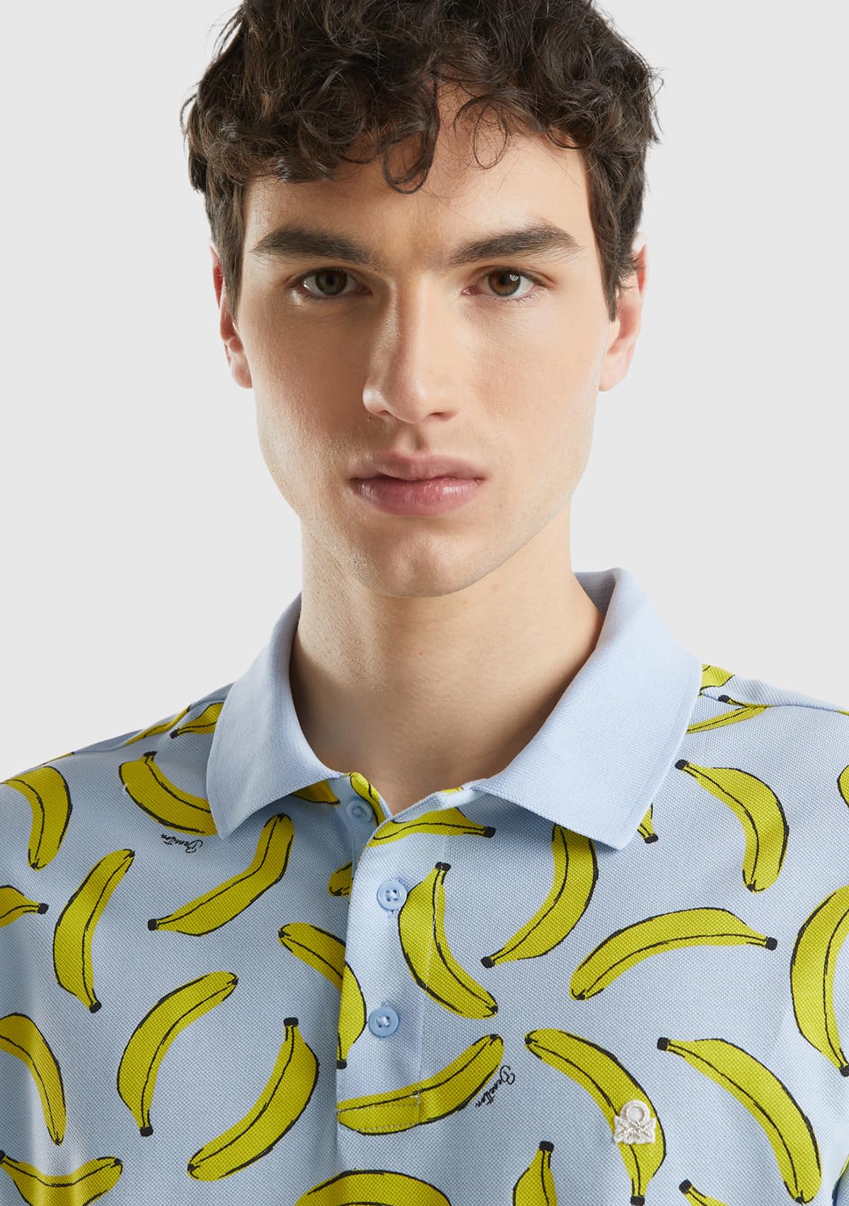 Benetton Polo Uomo Regular Allover Tre Bottoni Taglia S