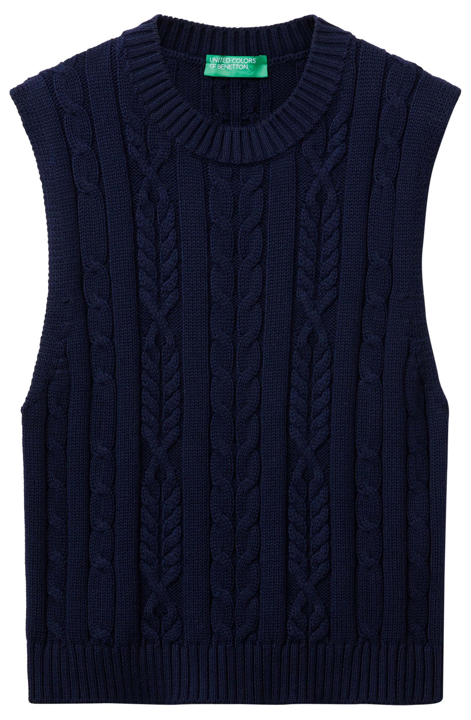 Benetton Gilet Cropped Girocollo Trecce Donna