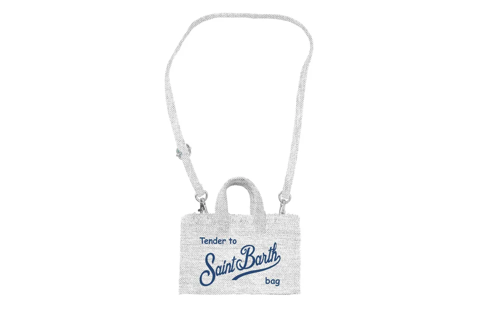 MC2 Saint Barth Phone Bag Borsa Lino Panna Navy Donna