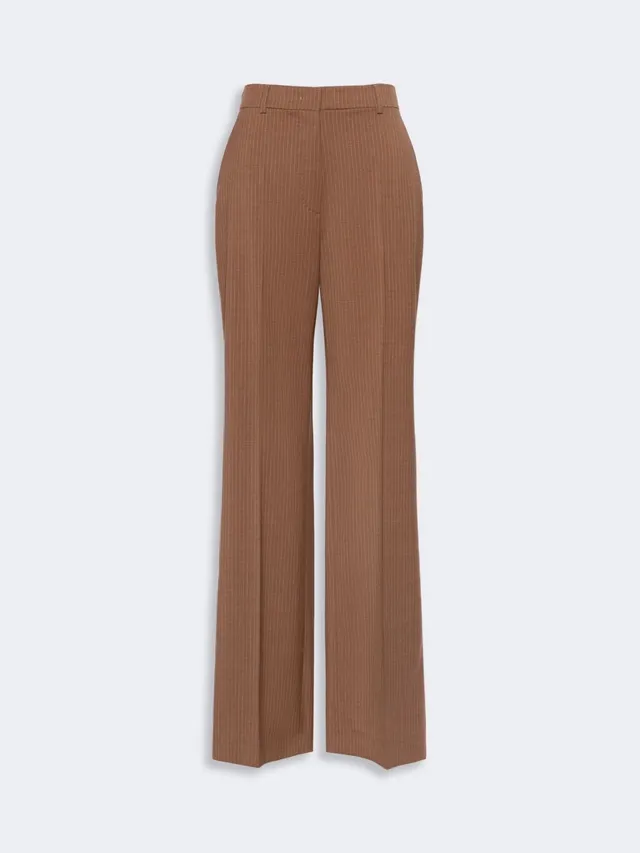 Max Mara Studio Cambusa Pantalone Cammello Lana Gessato