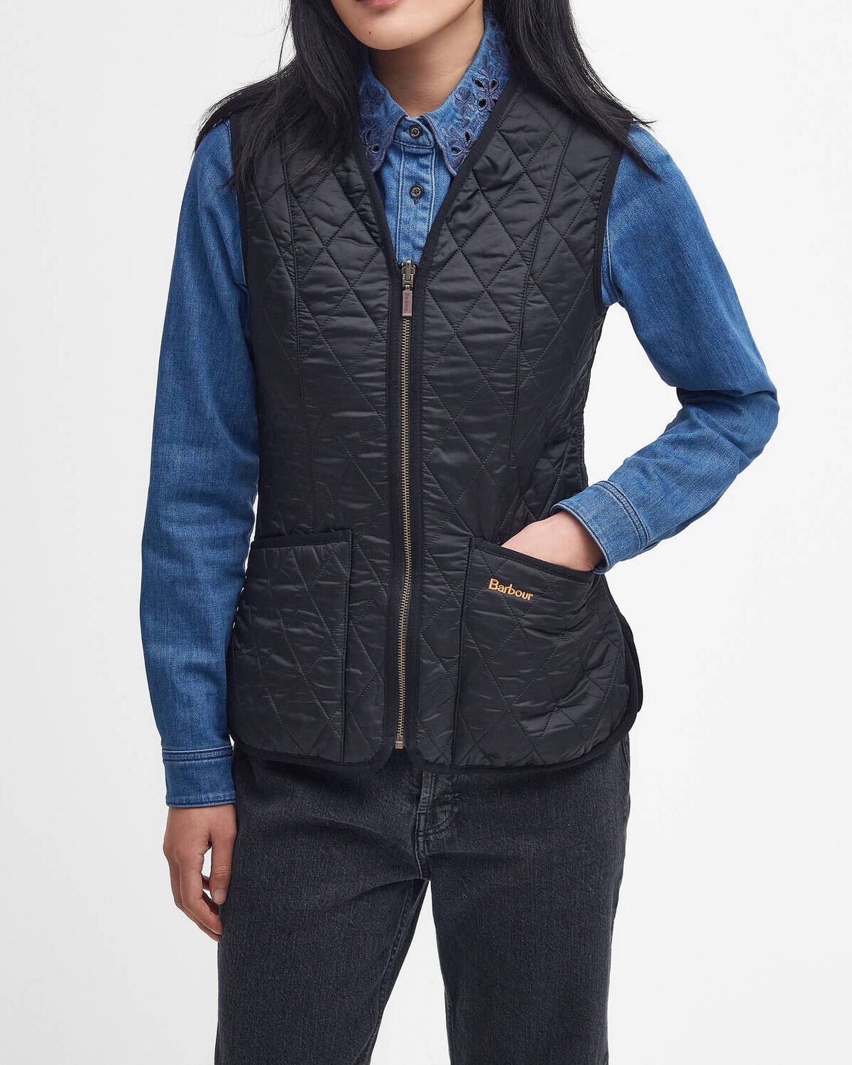 Barbour Betty Liner LLI0003 smanicato nero donna