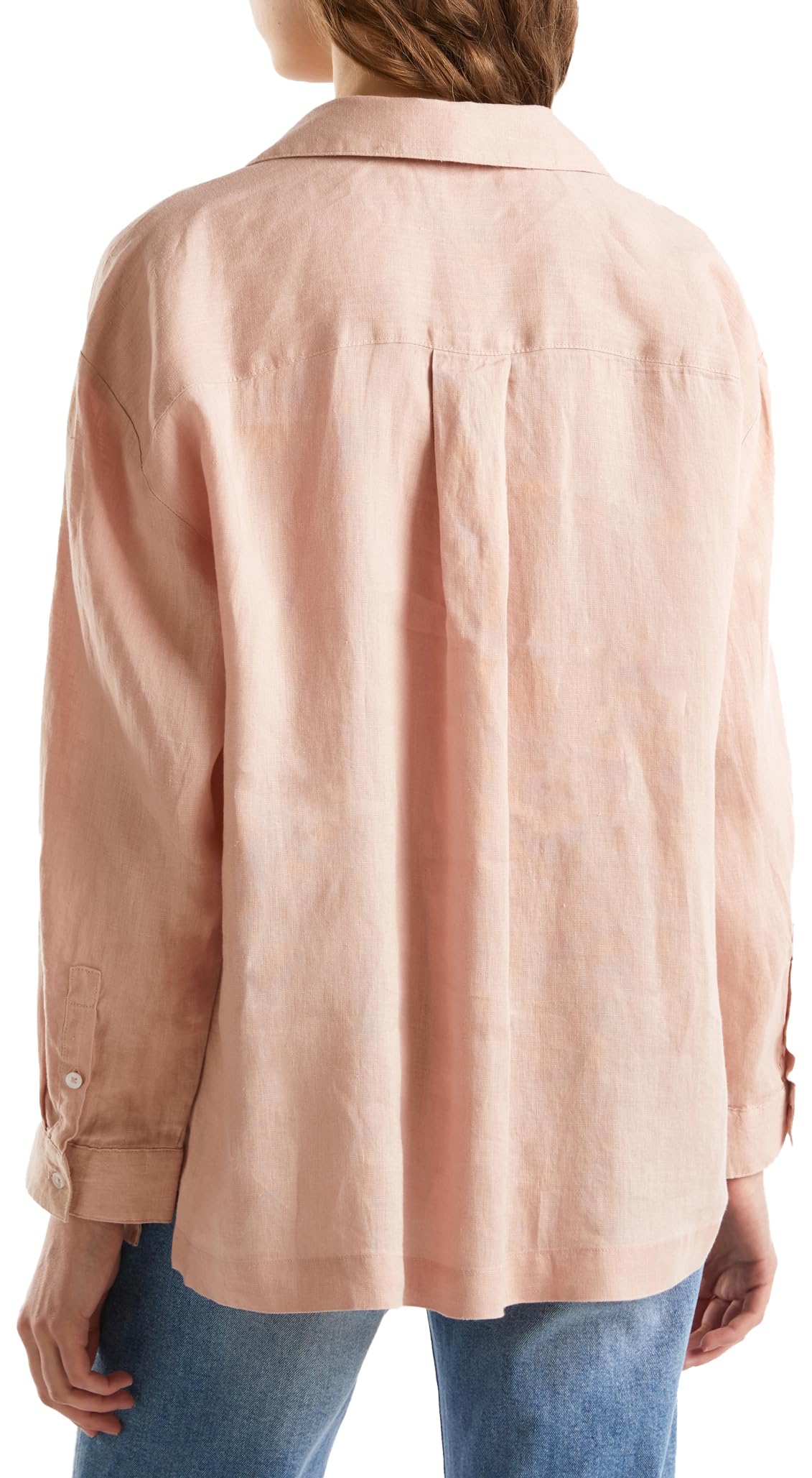 Benetton 5BMLDQ078 camicione donna lino cipria