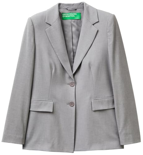 Benetton 2962DW02W Giacca Donna Grigio in Misto Viscosa 2 Bottoni