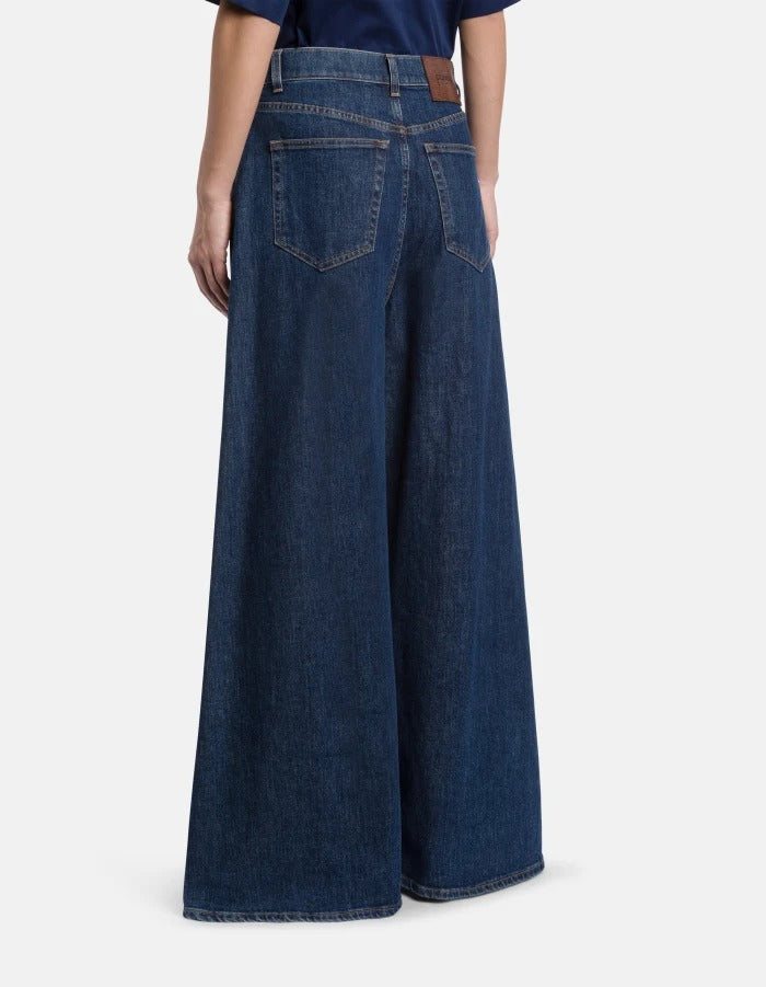 Dondup Maggie DP853 jeans wide leg blu cotone stretch