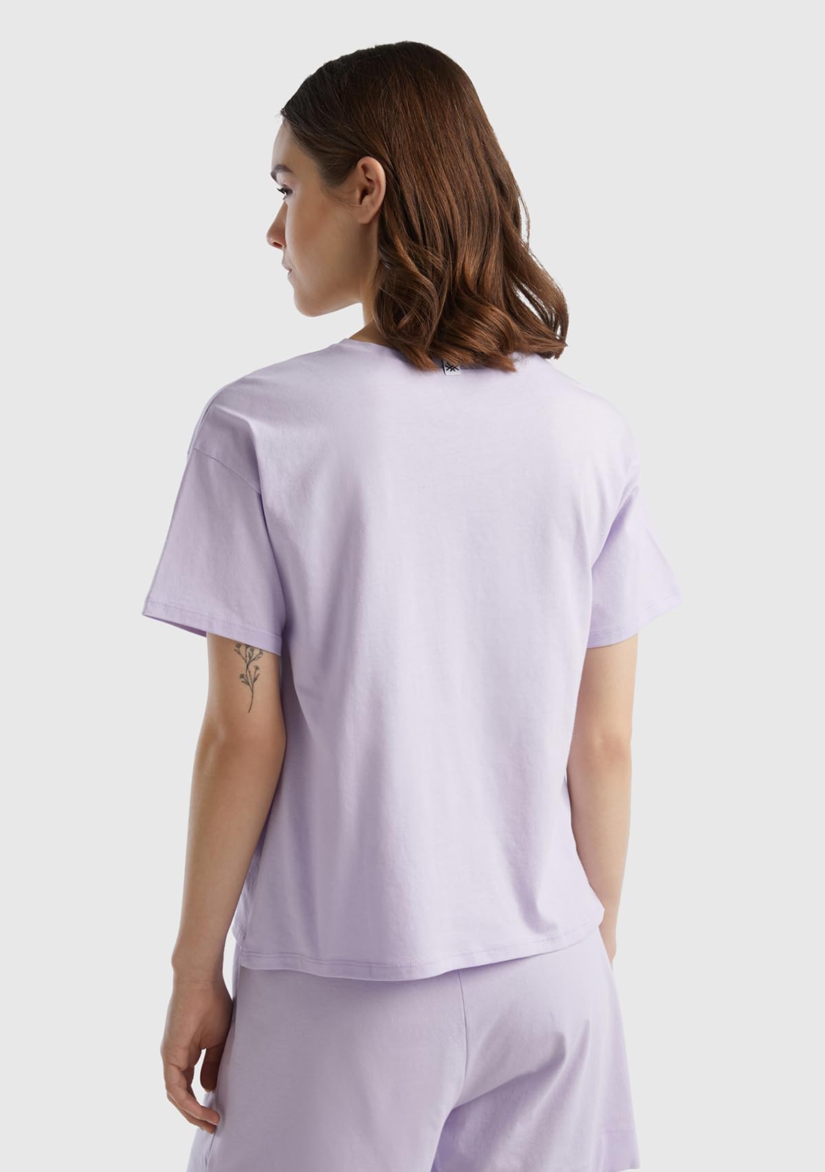 Benetton Pigiama Donna T-Shirt S Malva 26g Logo