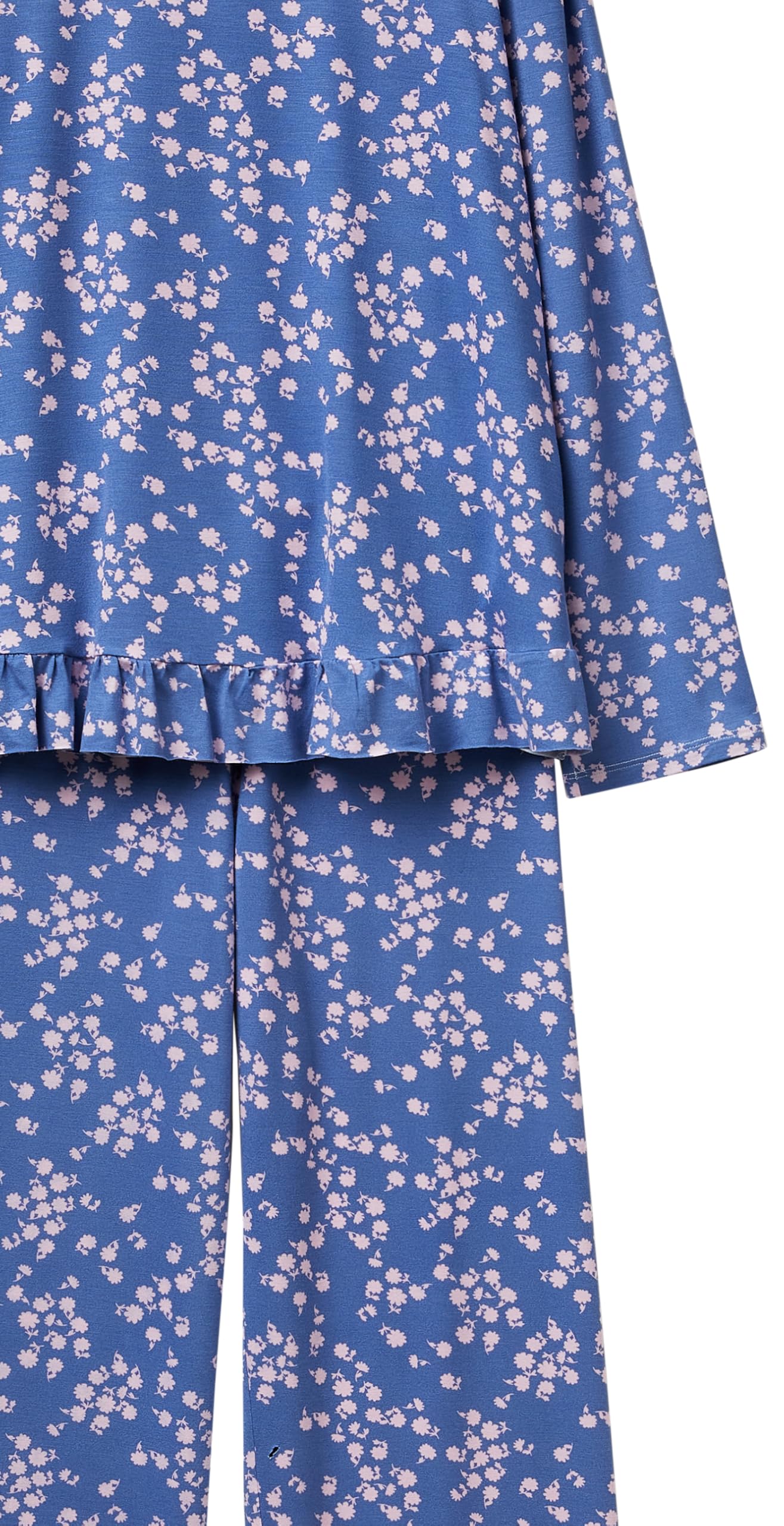 Benetton Set Pigiama Donna Viscosa XS Blu Ruches