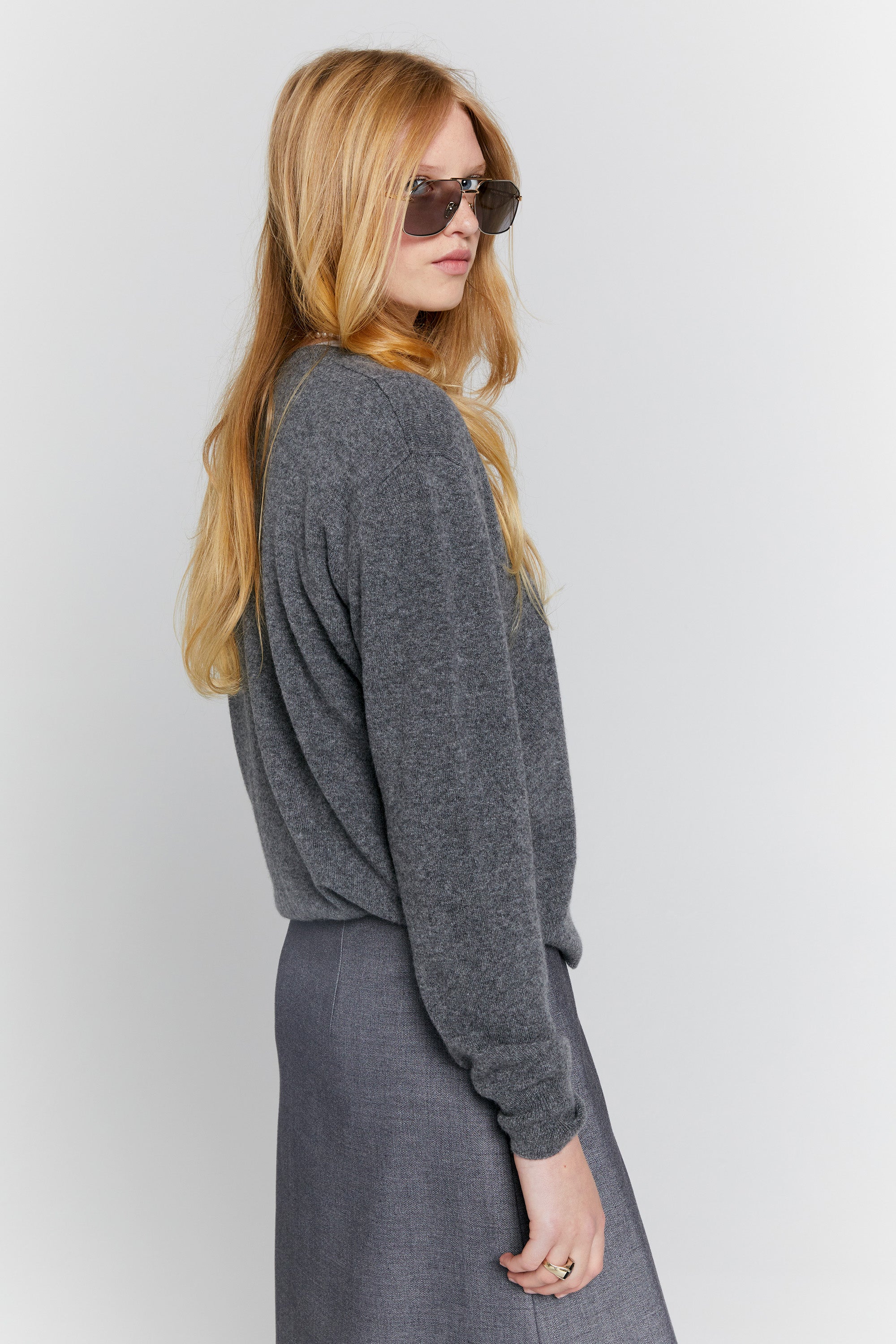 Karen Walker Classic Maglione cashmere grigio marle
