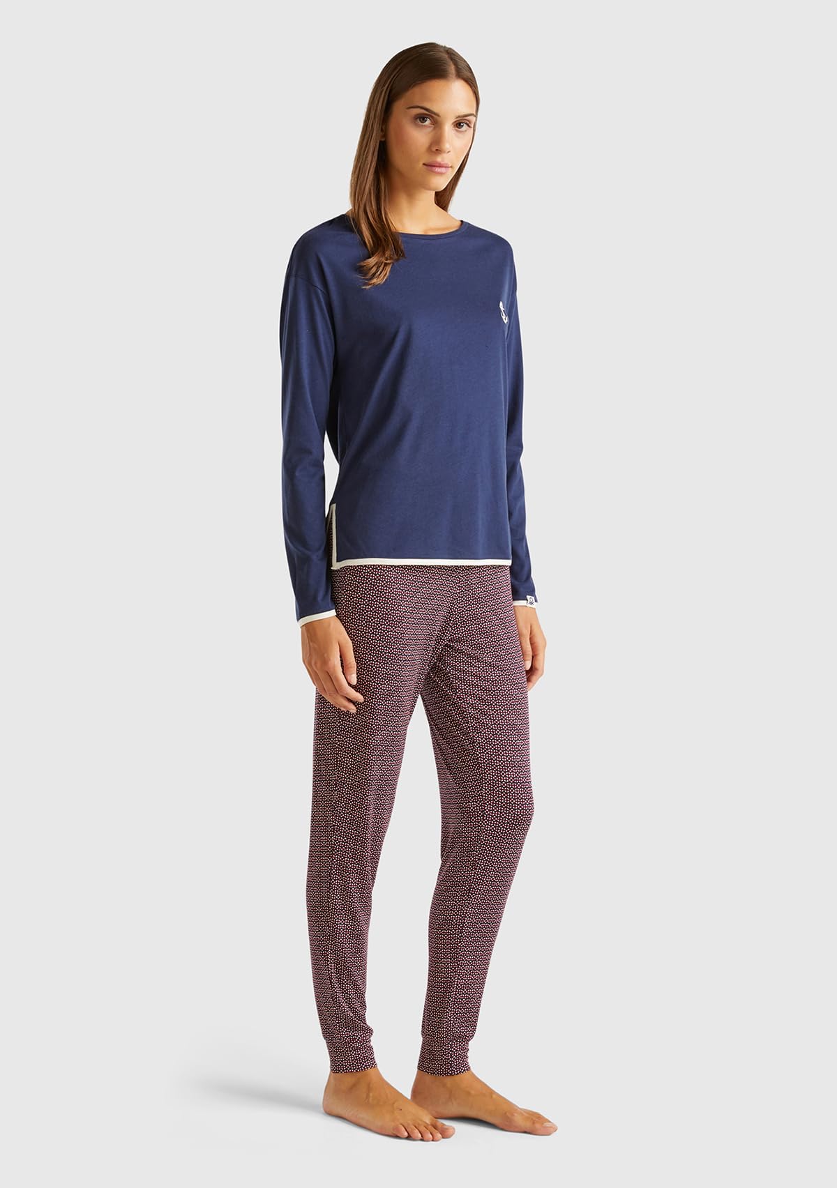 Benetton 3Y5E3M063 Maglia Pigiama Donna L Blu