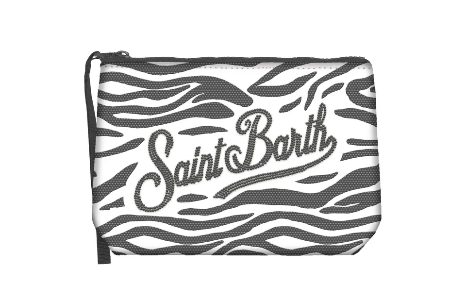 MC2 Saint Barth Aline Strass pochette zebra bianco nero