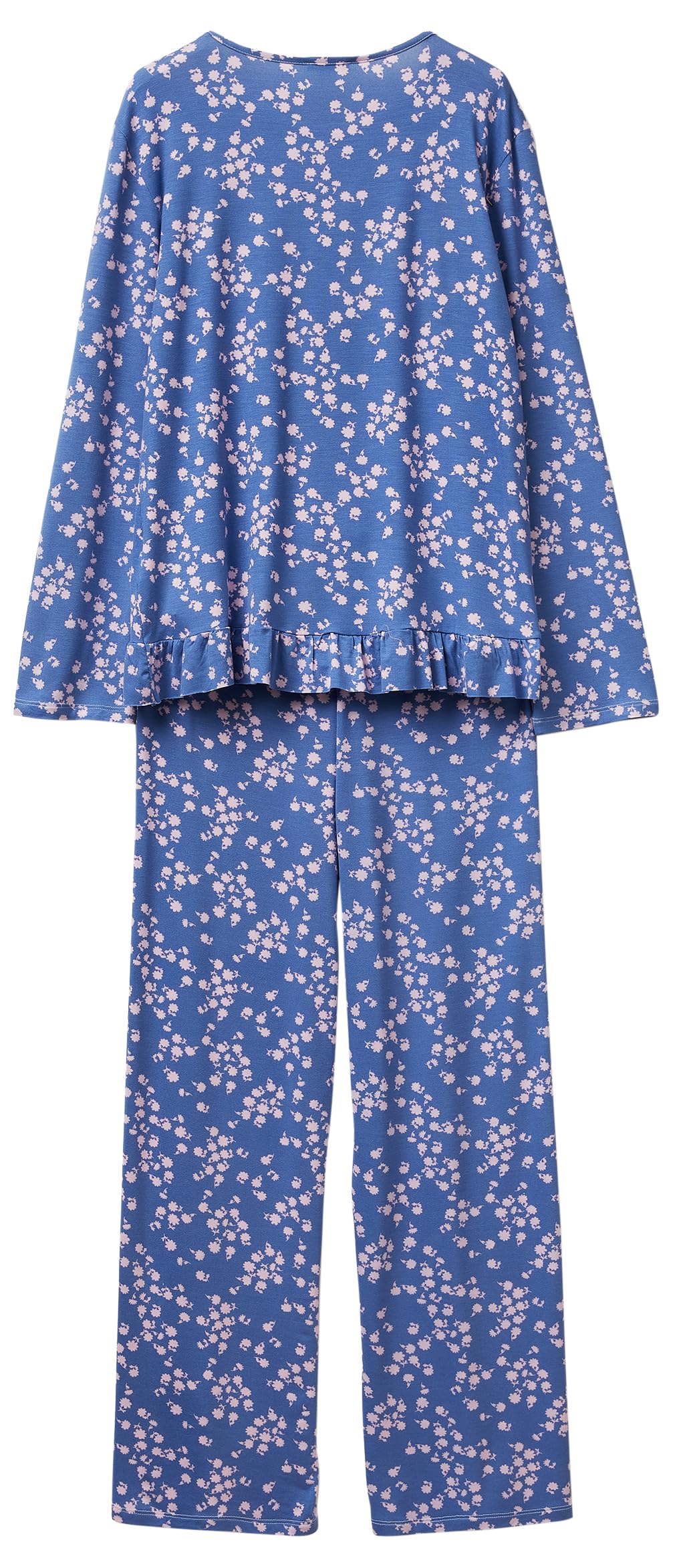 Benetton Set Pigiama Donna Viscosa XS Blu Ruches