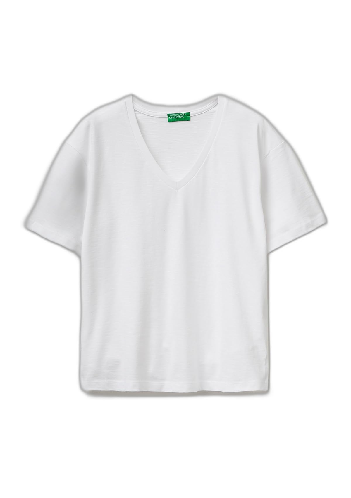 Benetton 3BVXD4020 T-Shirt Scollo V Bianca Comfort