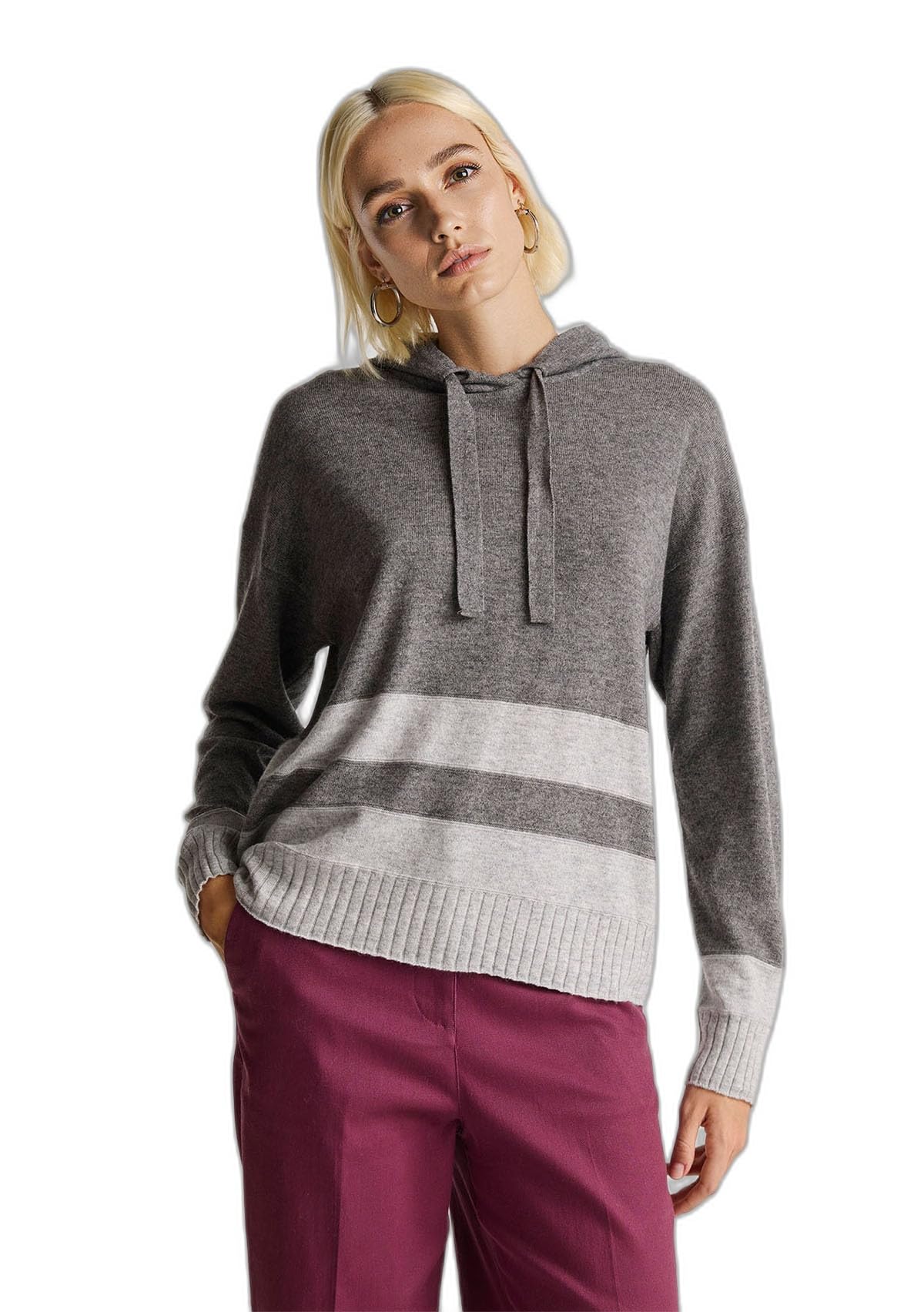 Benetton 102he203v Felpa Cappuccio Donna Beige M