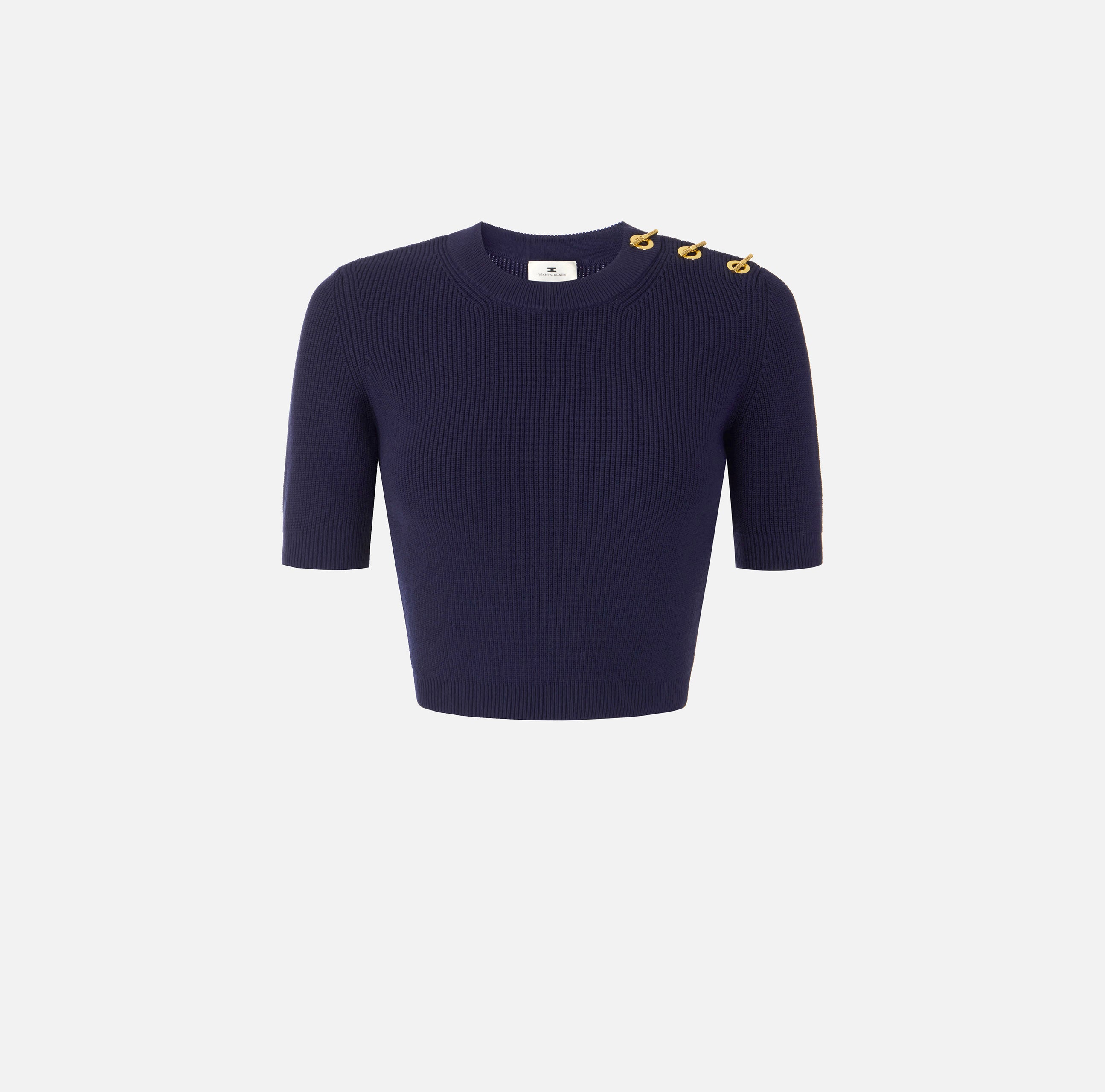 Elisabetta Franchi MK02S66E2 Maglia Cropped Blu