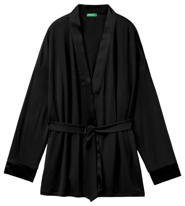 Benetton Maglia Cardigan Vestaglia Modal con Cintura