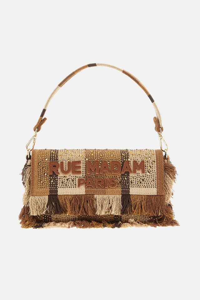 Rue Madam Casablanca 1530 borsa shoulder marrone righe