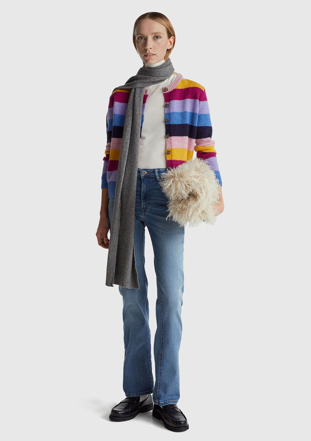 Benetton 103ME5014 cardigan donna blu manica lunga