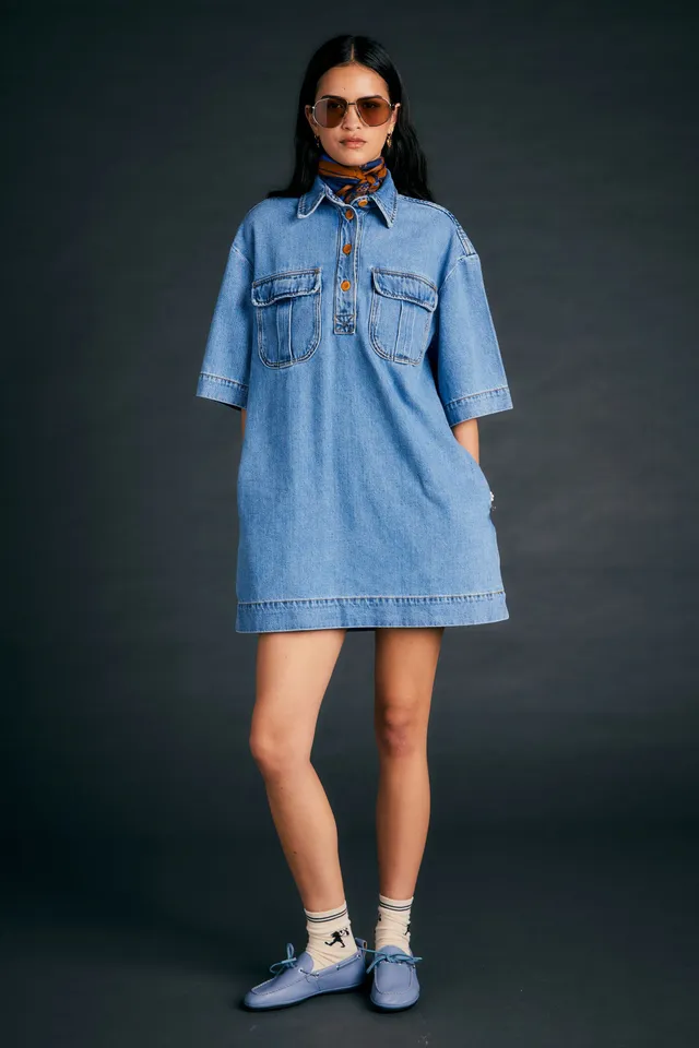 Karen Walker Traveller's abito denim Light Blue