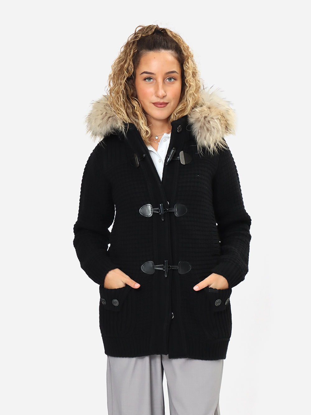Bark D9001/C Medium Duffle Coat Giubbotto Donna Nero