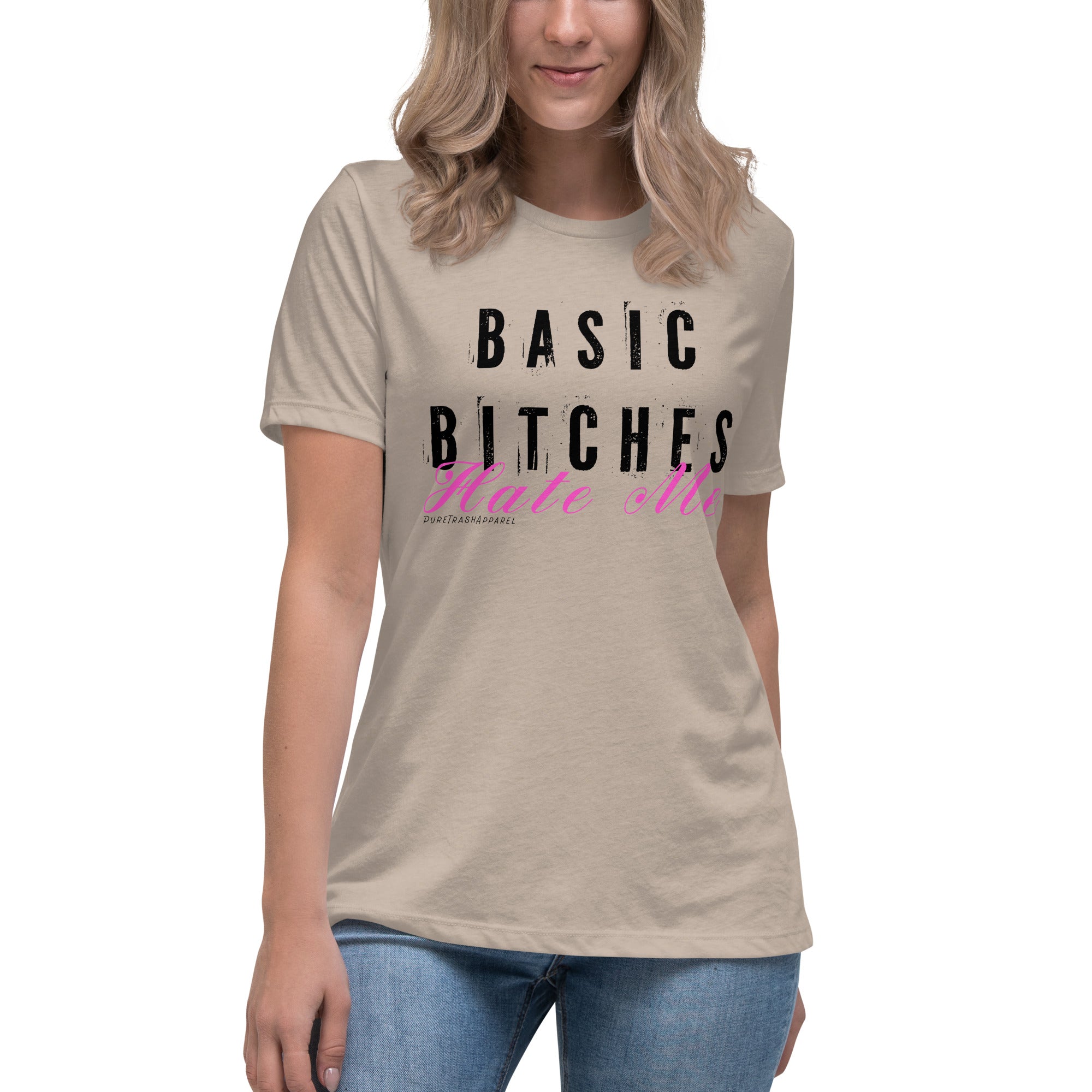 Pure Trash Basic Bitches Hate Me maglietta donna nera cotone