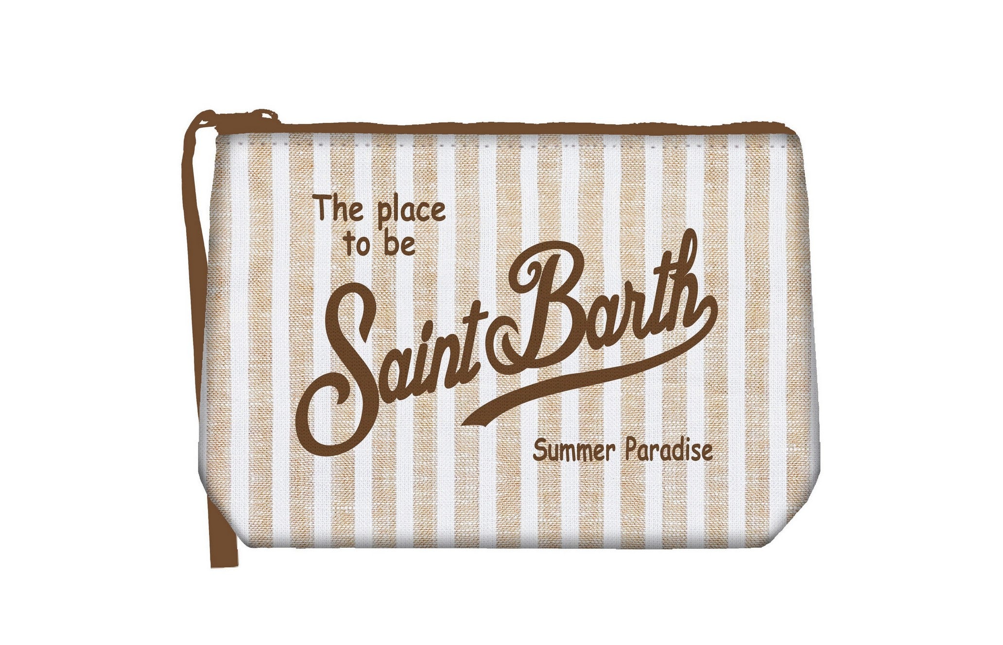 MC2 Saint Barth Aline pochette Stripes Beige lino 20cm