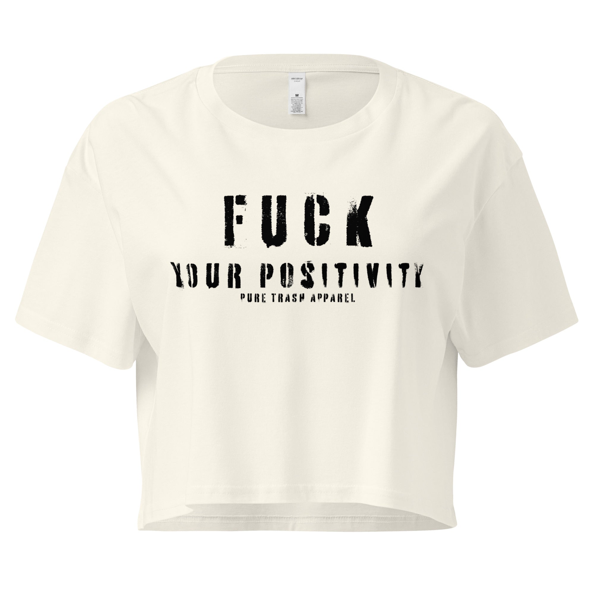 Pure Trash Womens Fuck Your Positivity top crop Black