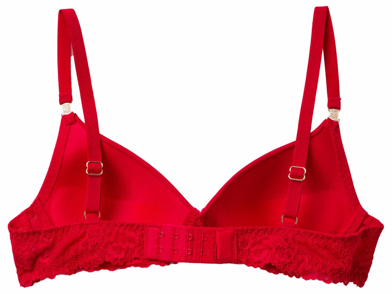 Benetton 3LEG1R027 Reggiseno Donna Imbottito Rosso XS