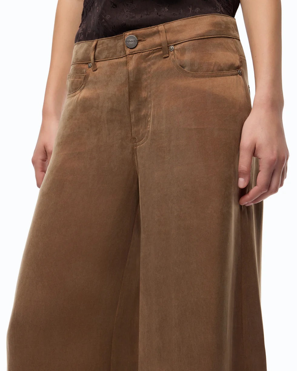 Pinko 107170-A3F8 Pantalone Donna Marrone Palazzo