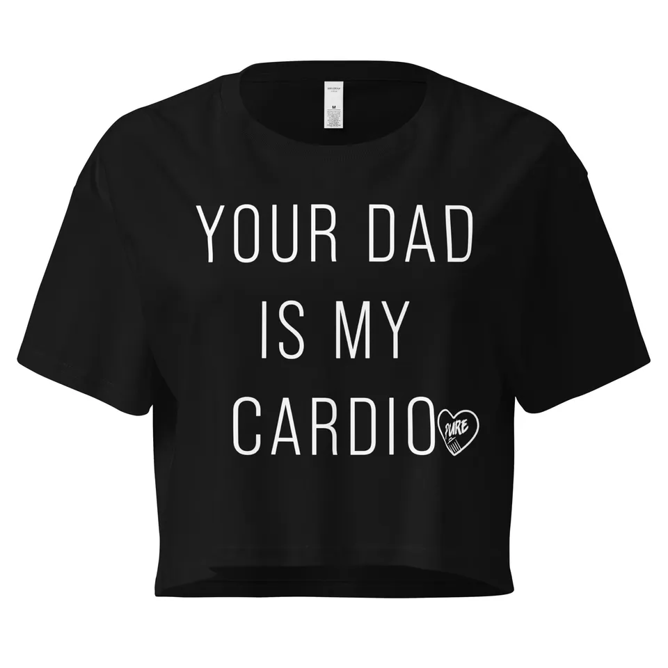Pure Trash Your Dad is My Cardio top crop nero cotone