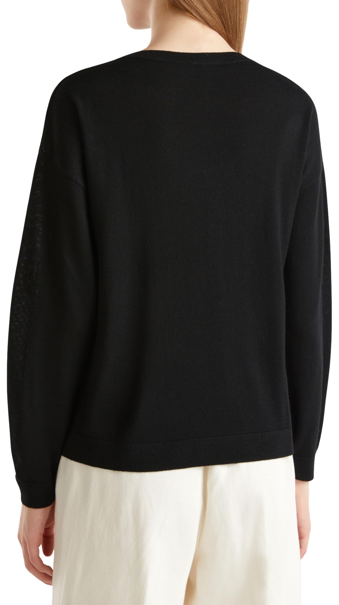 Benetton Maglia 11ahd10a4 Maglione Donna Lana Scollo Barca
