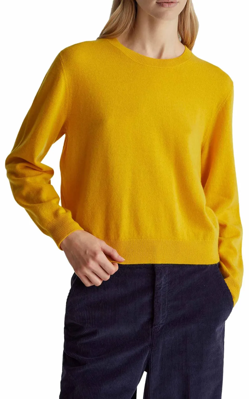 Benetton Maglione Donna Giallo Lana Taglia M