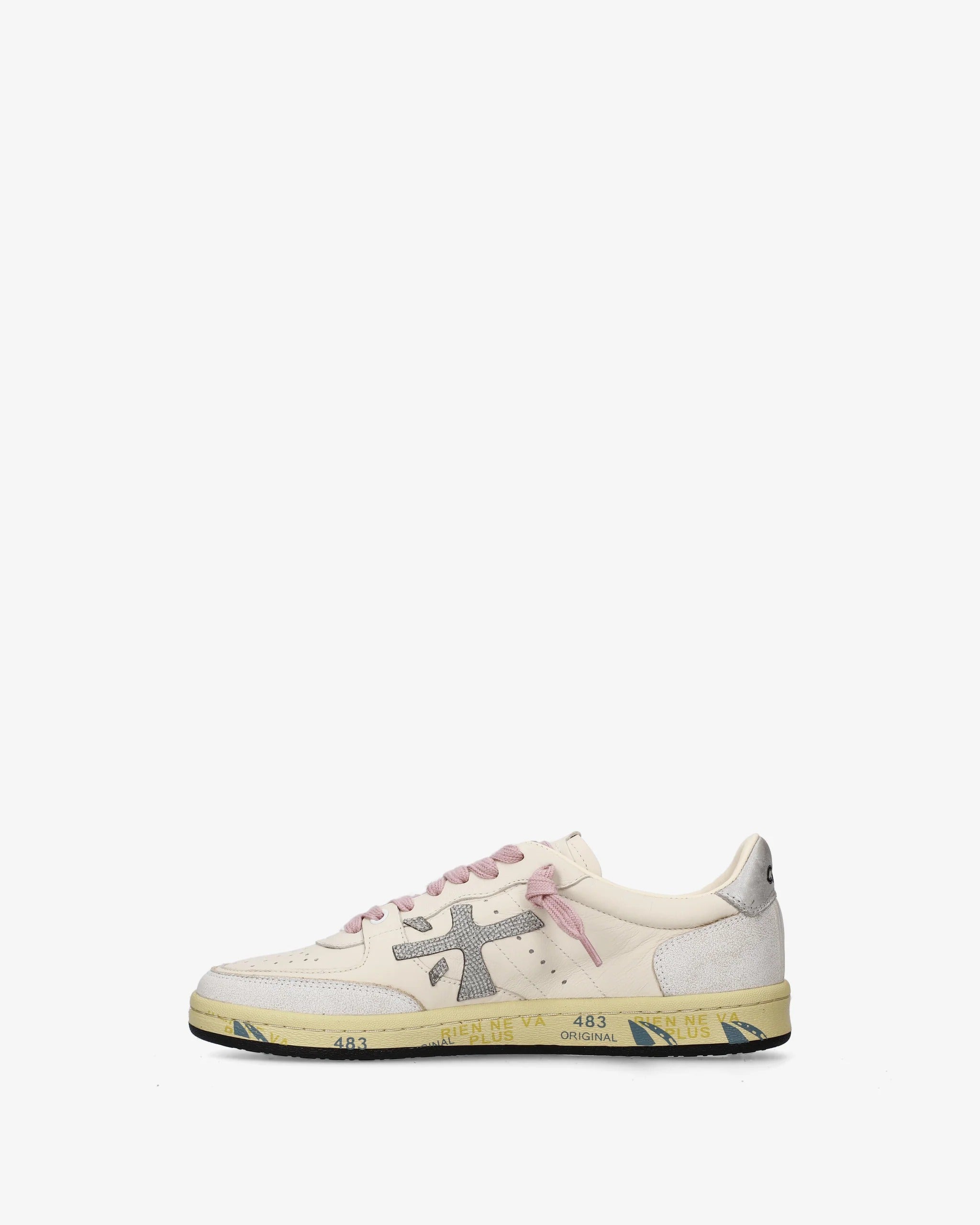 Premiata Bsktclay 8467 Sneakers Donna Bianco Grigio Rosa Pelle