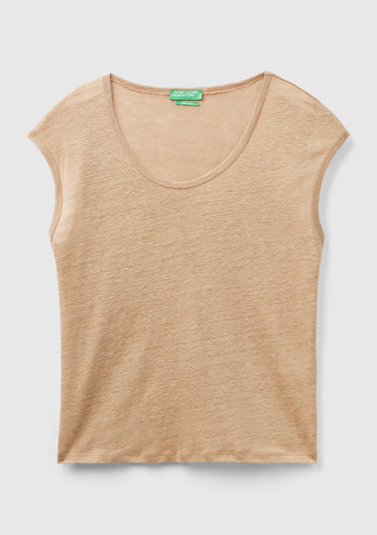 Benetton 3KGQE16B1 t-shirt donna lino boxy nero multicolore