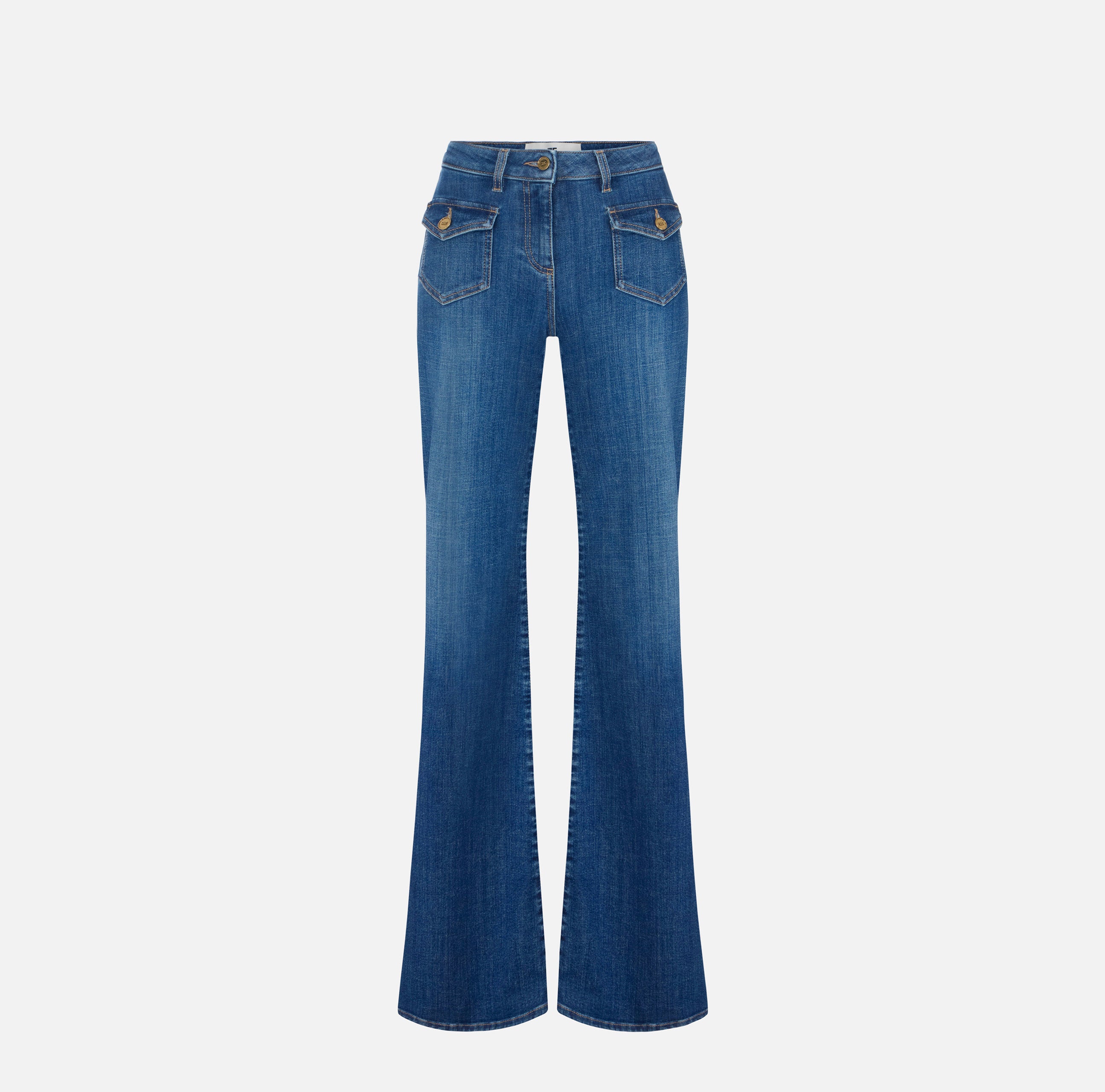 Elisabetta Franchi PJ18N66E2 Jeans Zampa Blue Vintage