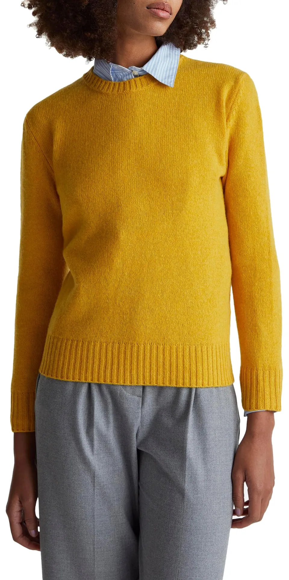 Benetton 103me1n23 Maglia Girocollo Donna Giallo M