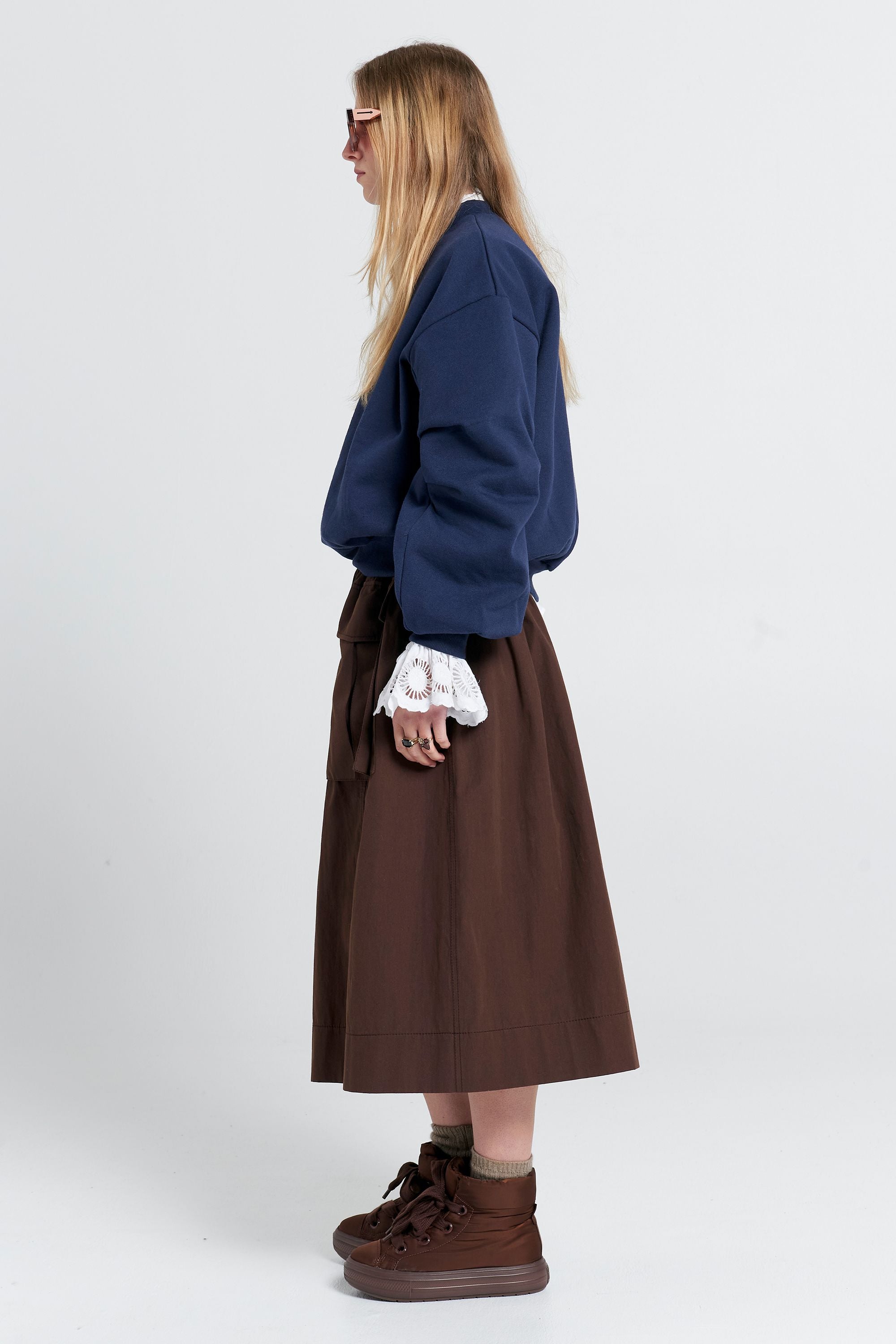 Karen Walker League gonna midi chocolate cotone