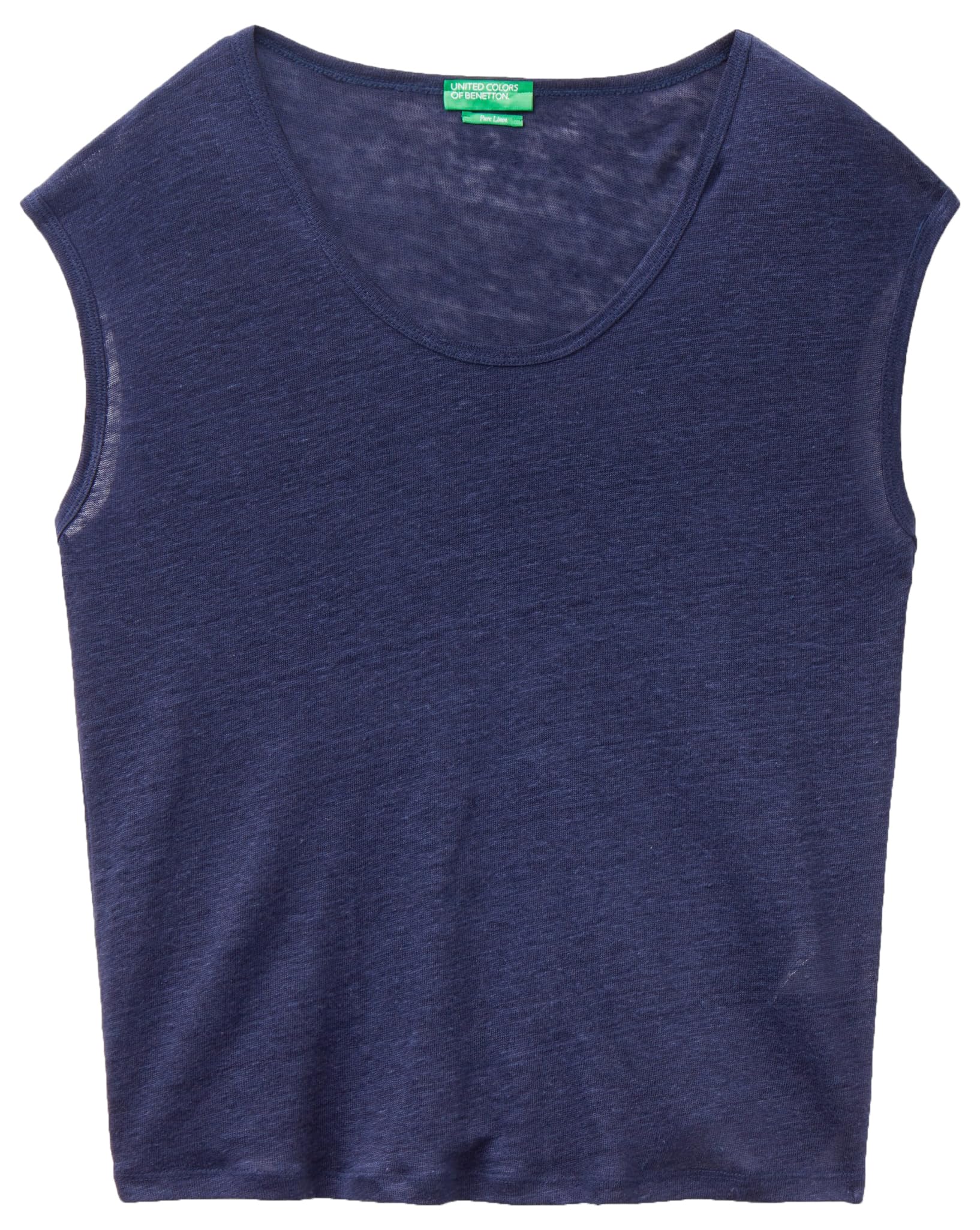 Benetton 3KGQE16B1 t-shirt donna lino boxy nero multicolore