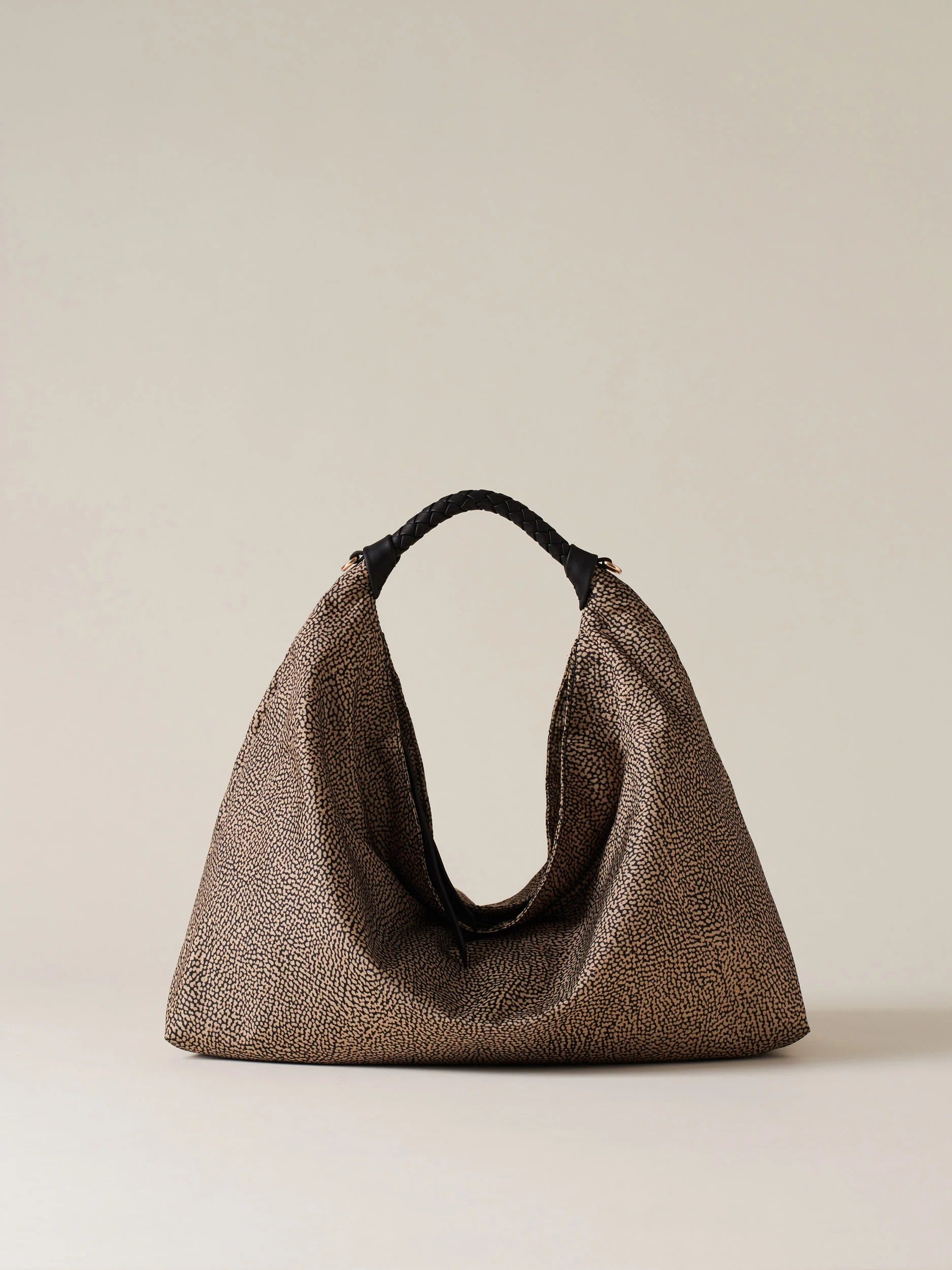 Borbonese Plié Medium 91010206 borsa hobo naturale nero